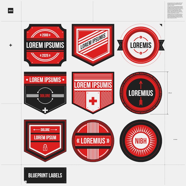 Free vector red labels collection