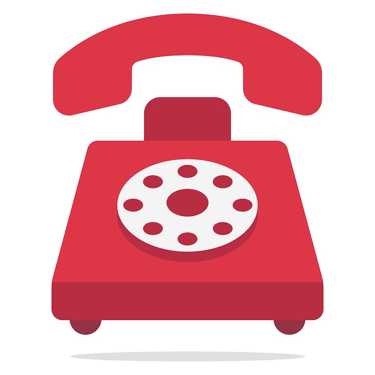 Free Vector red landline phone flat style