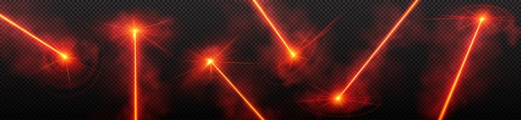 Free Vector red laser light beam effect isolated on transparent background vector color neon line abstract design lazer show with sparkle and smoke presentation pointer led broadway entertainment illustration