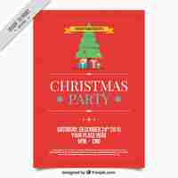 Free vector red leaflet of merry christmas party