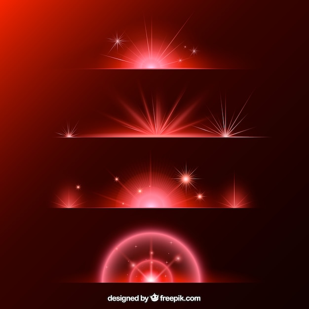 Free vector red lens flare divider collection