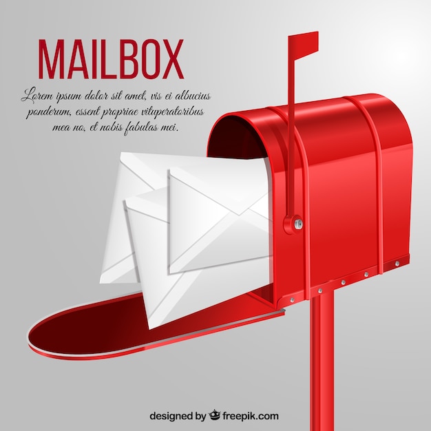 Red letterbox background with envelopes