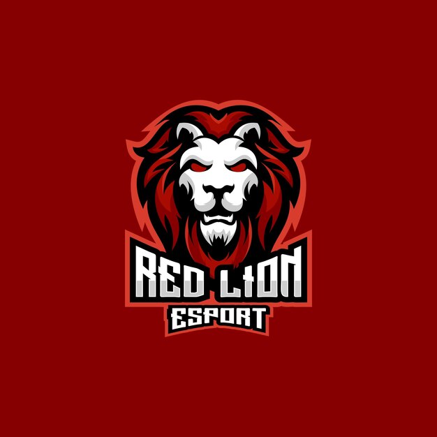 Red lion logo esport team design gaming mascot