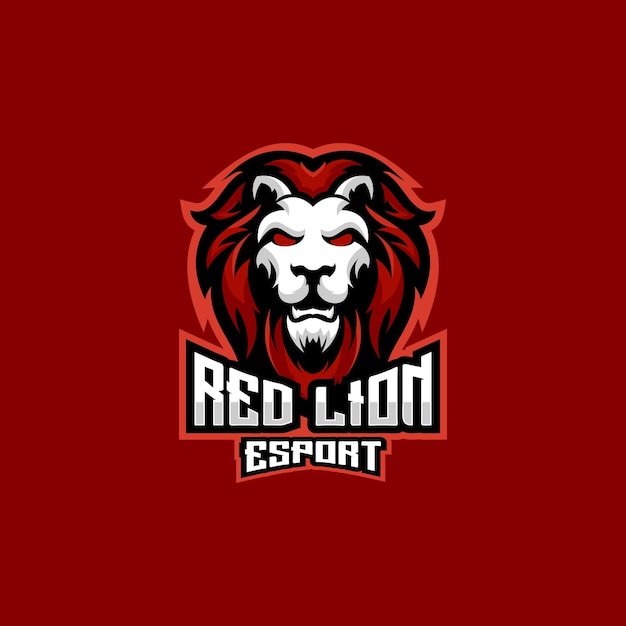 붉은 사자 로고 esport 팀 디자인 게임 마스코트