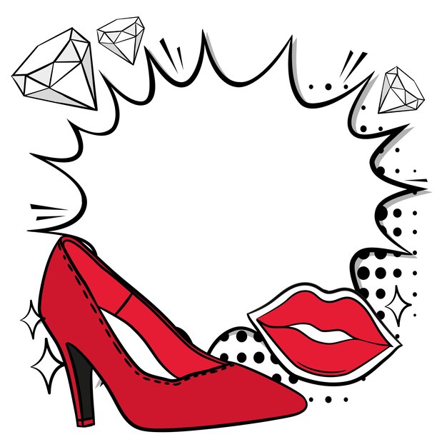 Red lips and high heel background