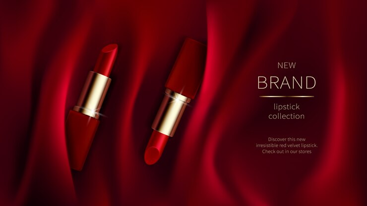Free Vector red lipstick on silk or velvet fabric