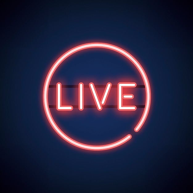 Red live neon sign vector Free Vector