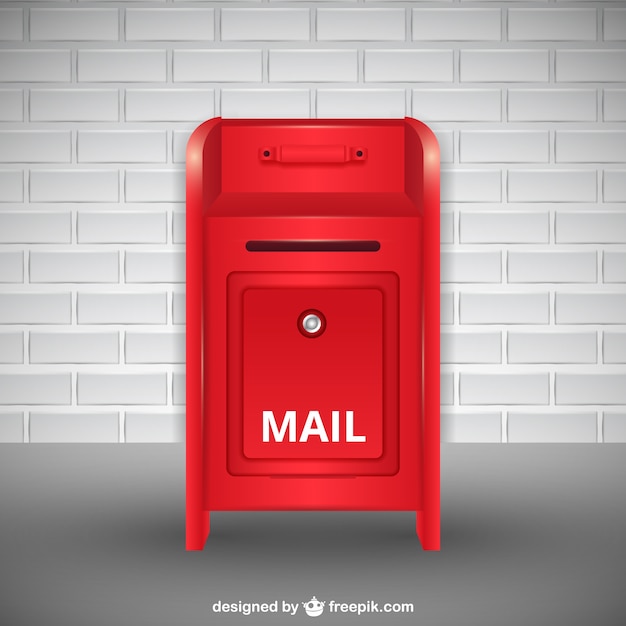 Free vector red mailbox background with brick wall