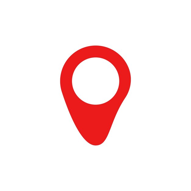 Красная икона карты в плоском стиле Символ указателя Маркер знак GPS позиция Навигационная кнопка Вектор