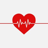 Red medical heartbeat line vector heart shape graphic in health charity concept