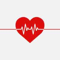 Free vector red medical heartbeat line vector heart shape graphic in health charity concept