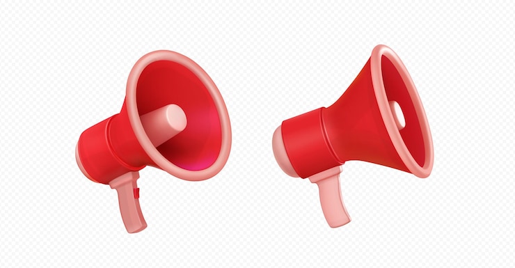 Free Vector red megaphone 3d in different angles