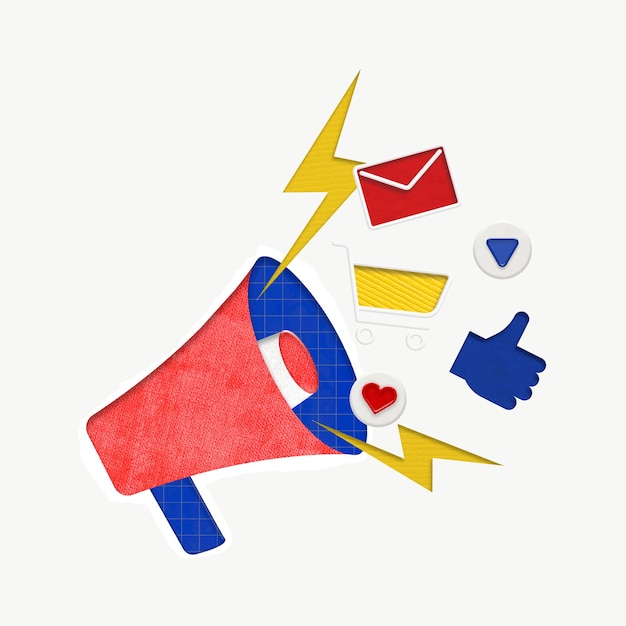 Red megaphone colorful graphic for digital advertising