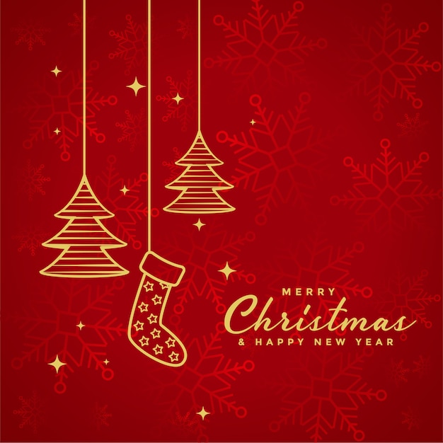 Red merry christmas background with christmas elements