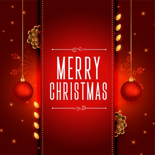 Red merry christmas wishes shiny background design