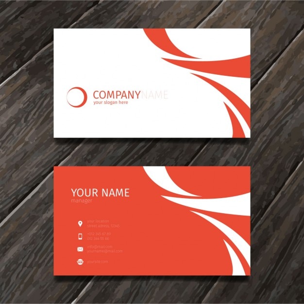 Red minimal abstract business card tempate