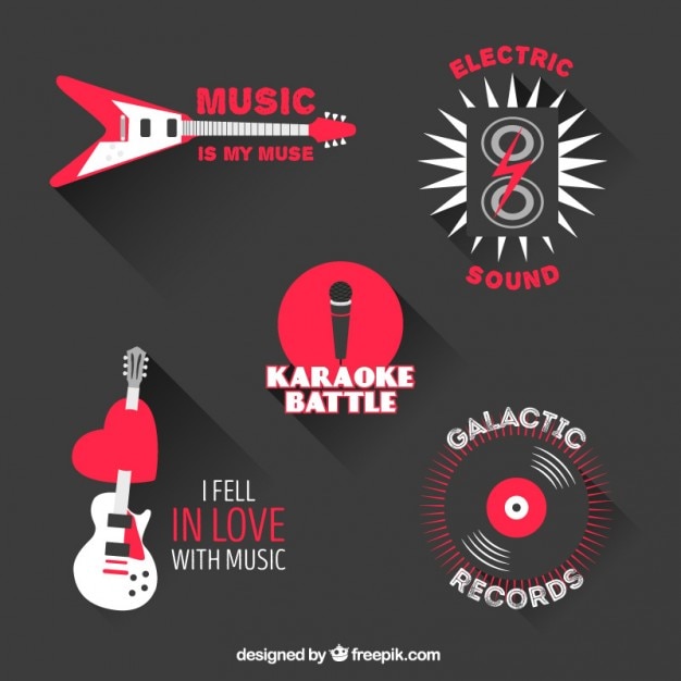 Free vector red music elements