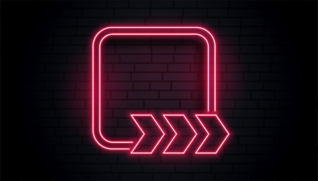 Free vector red neon frame with direction arrow
