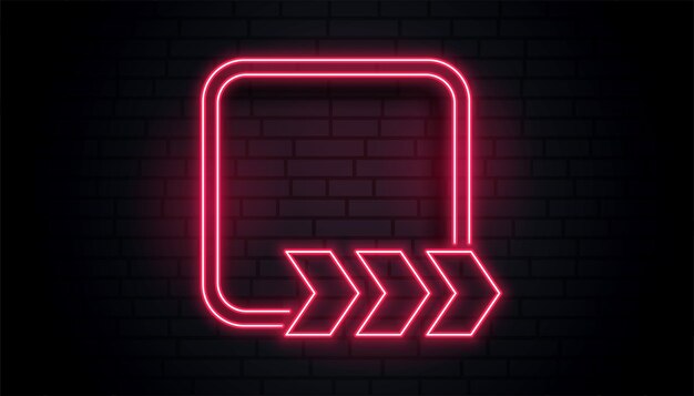 Red neon frame with direction arrow