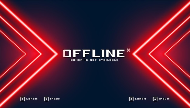 Vettore gratuito banner di gioco luminoso al neon rosso in stile freccia