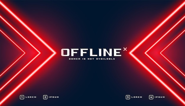 Red neon glowing gaming banner in arrow style