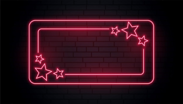 Free vector red neon stars frame with text space