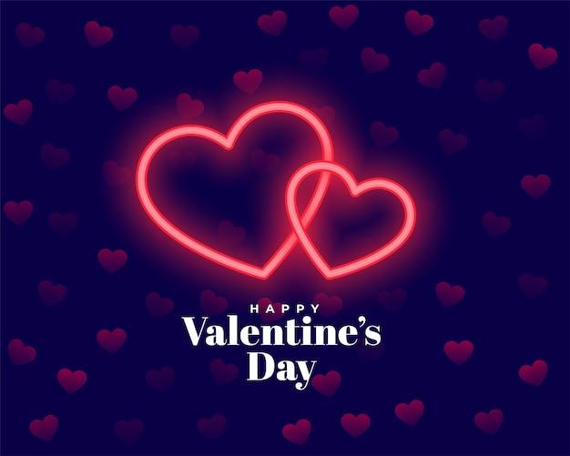 Free vector red neon valentines day hearts card design