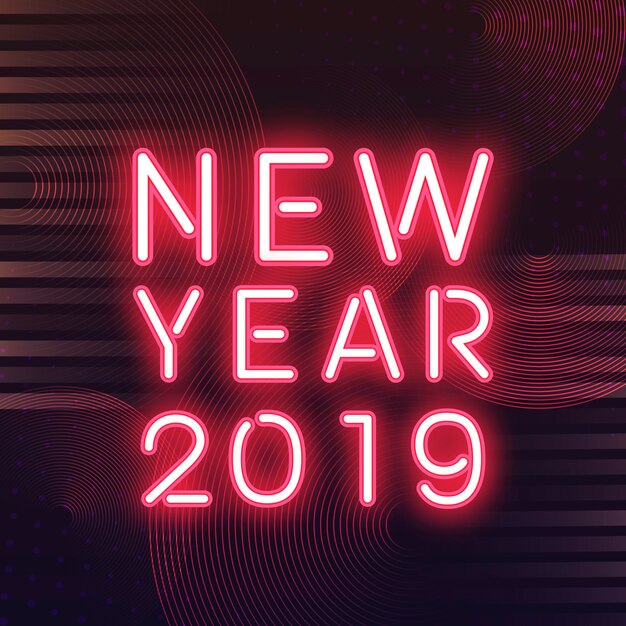 Free vector red new year 2019 neon sign