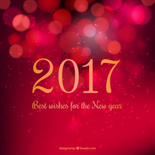 Free vector red new year background in bokeh style