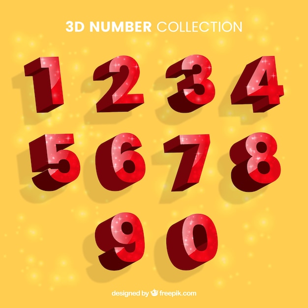 Free vector red number collection