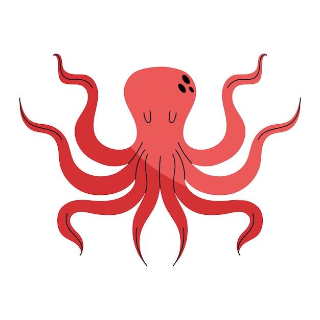 Free vector red octopus illustration
