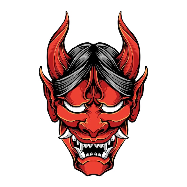 Free vector red oni mask isolated on white