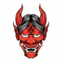 Free vector red oni mask isolated on white