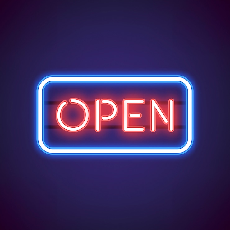 Free Vector red open neon sign vector