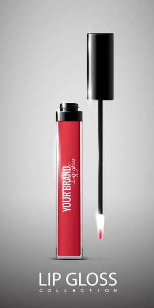 Red Opened Lip Gloss Tube Concept