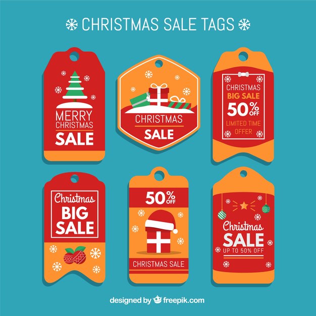 Red and orange christmas sale tags