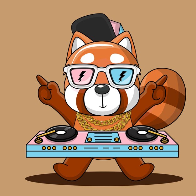 Red panda retro vintage design vector image