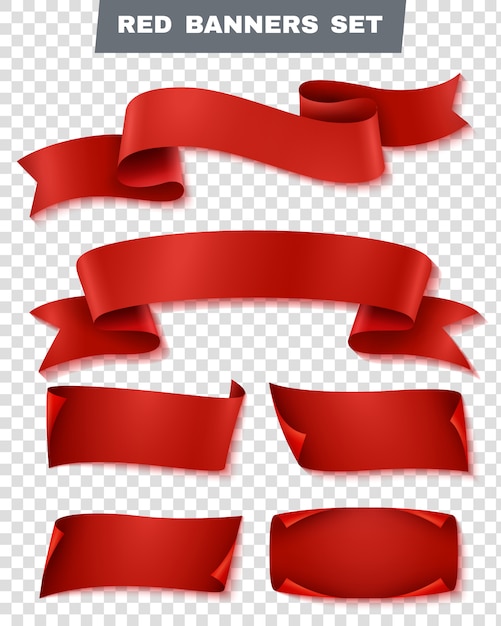 Free vector red paper banner transparent  set