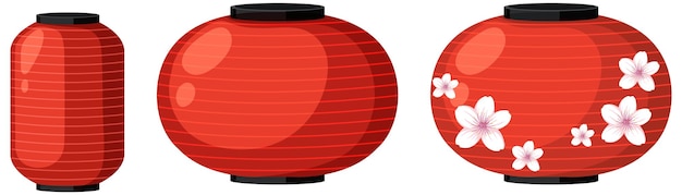 Free vector red paper japanese lantern vector