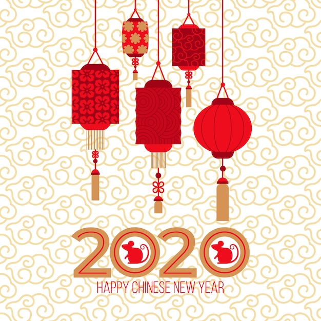 Red paper lanterns for year of the rat 2020