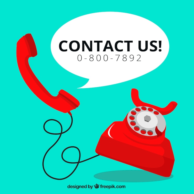 Free Vector red phone background with text "contact us"