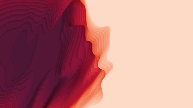 Слои бумаги от красного до розового. 3D абстрактный градиент papercut.