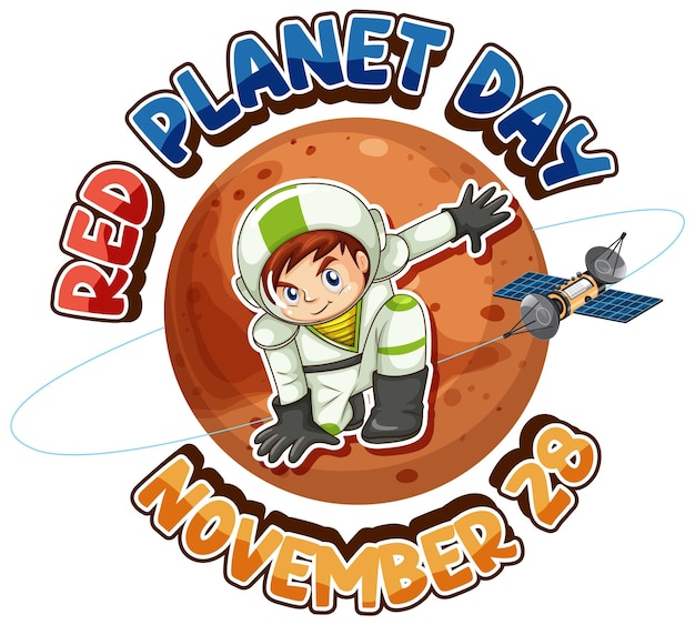 Red planet day banner design