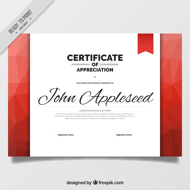 Red polygonal certificate