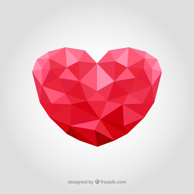 Red polygonal heart background