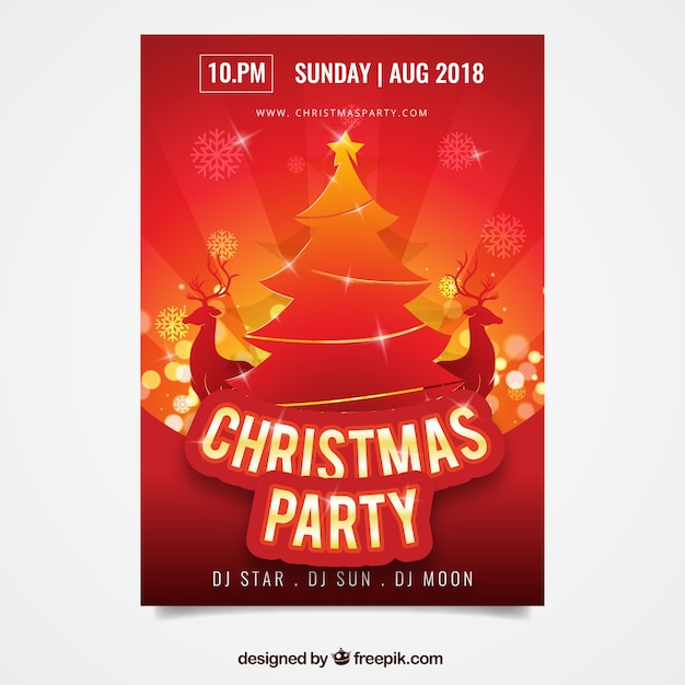 Free vector red poster with christmas party