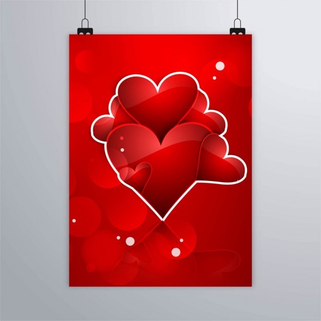 Red poster with red hearts