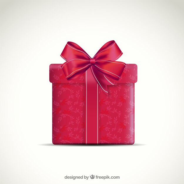 Red present box with ribbon