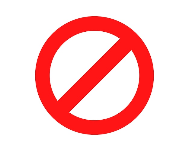 Red prohibited sign no icon warning or stop symbol safety danger isolated vector illustration