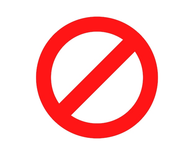 Красный Запрещенный знак Без предупреждения значок или символ остановки безопасности, изолированных векторная иллюстрация